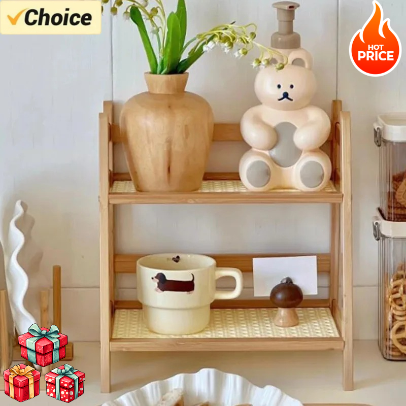 Desktop Organizer Bamboo - رف تخزين على شكل سلم بطبقتين