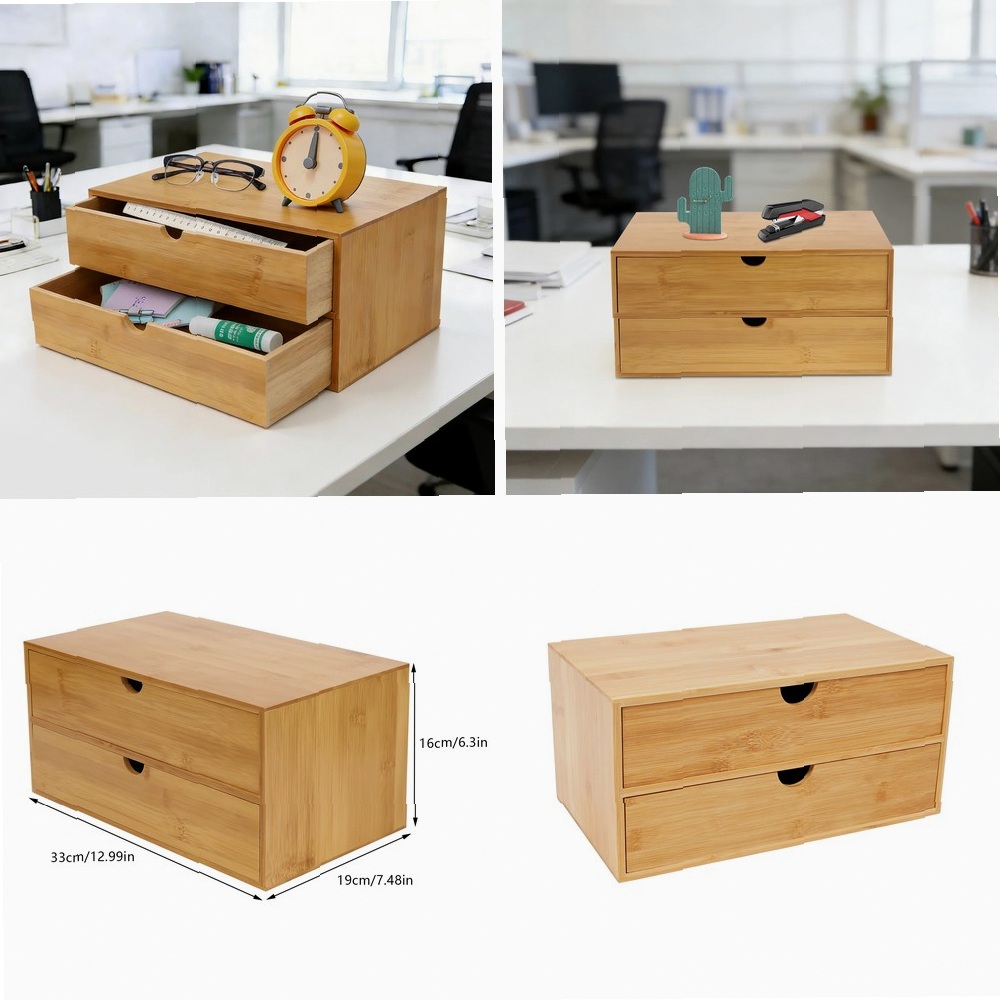 Desktop Organizer Bamboo - منظم مكتب، صندوق تخزين لوازم المكتب