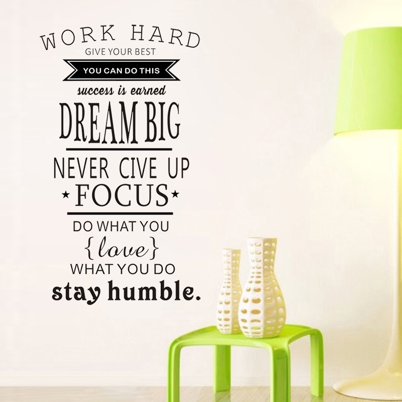 Home Office Quotes - ملصق جداري تحفيزي للعمل بجد وتحلم