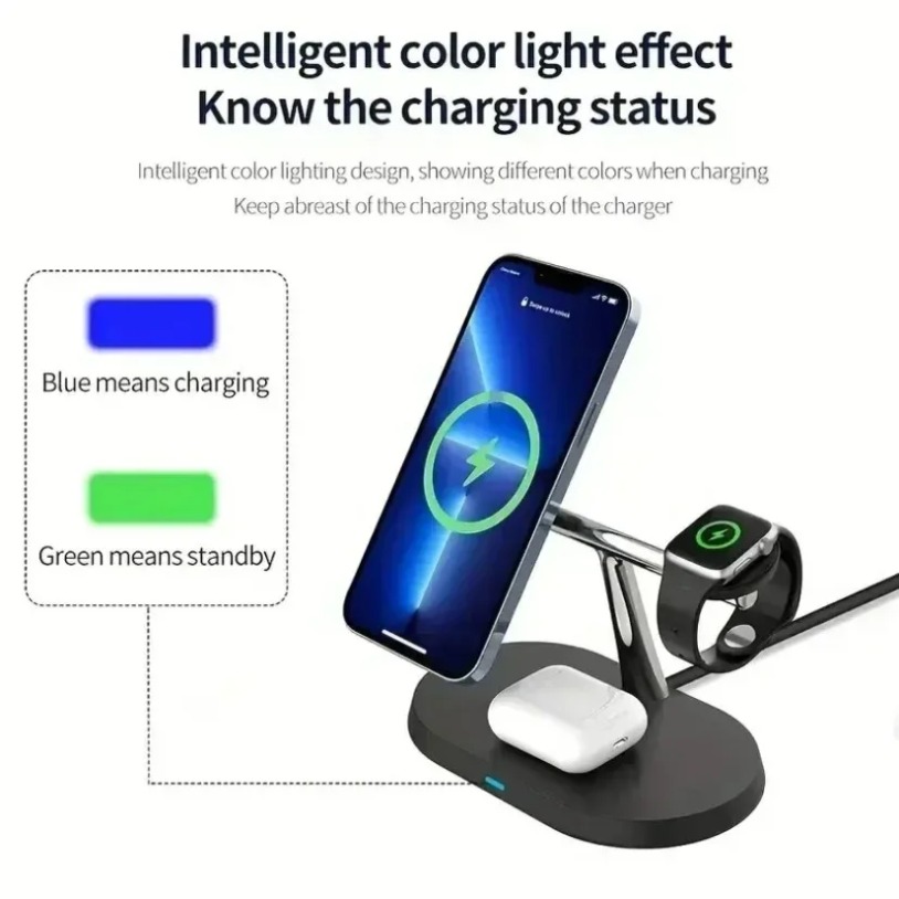شاحن لاسلكي مغناطيسي 3 في 1 من - مراجعة Desk Charging Station وسعره