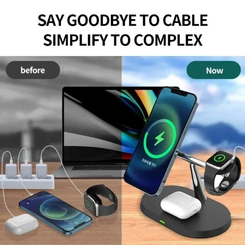 شاحن لاسلكي مغناطيسي 3 في 1 من - مراجعة Desk Charging Station وسعره