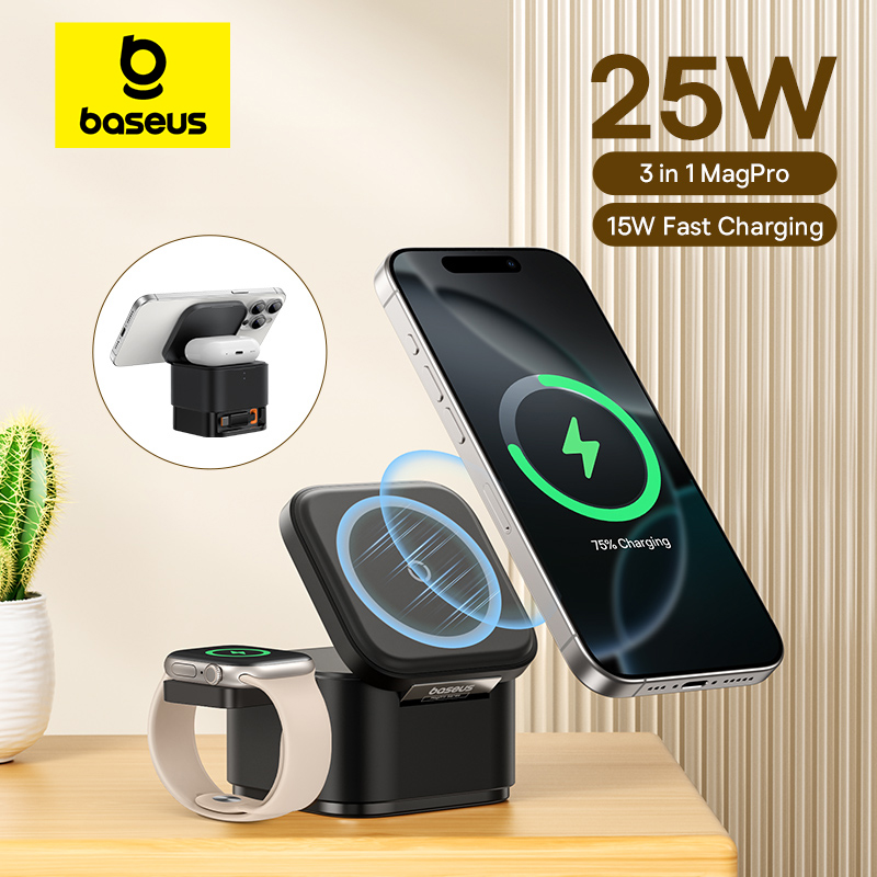 Baseus 3 في 1 حامل شاحن لاسلكي - مراجعة Desk Charging Station وسعره