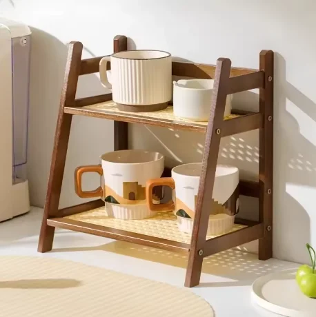 رف تخزين على شكل سلم بطبقتين ب - مراجعة Desktop Organizer Bamboo وسعره