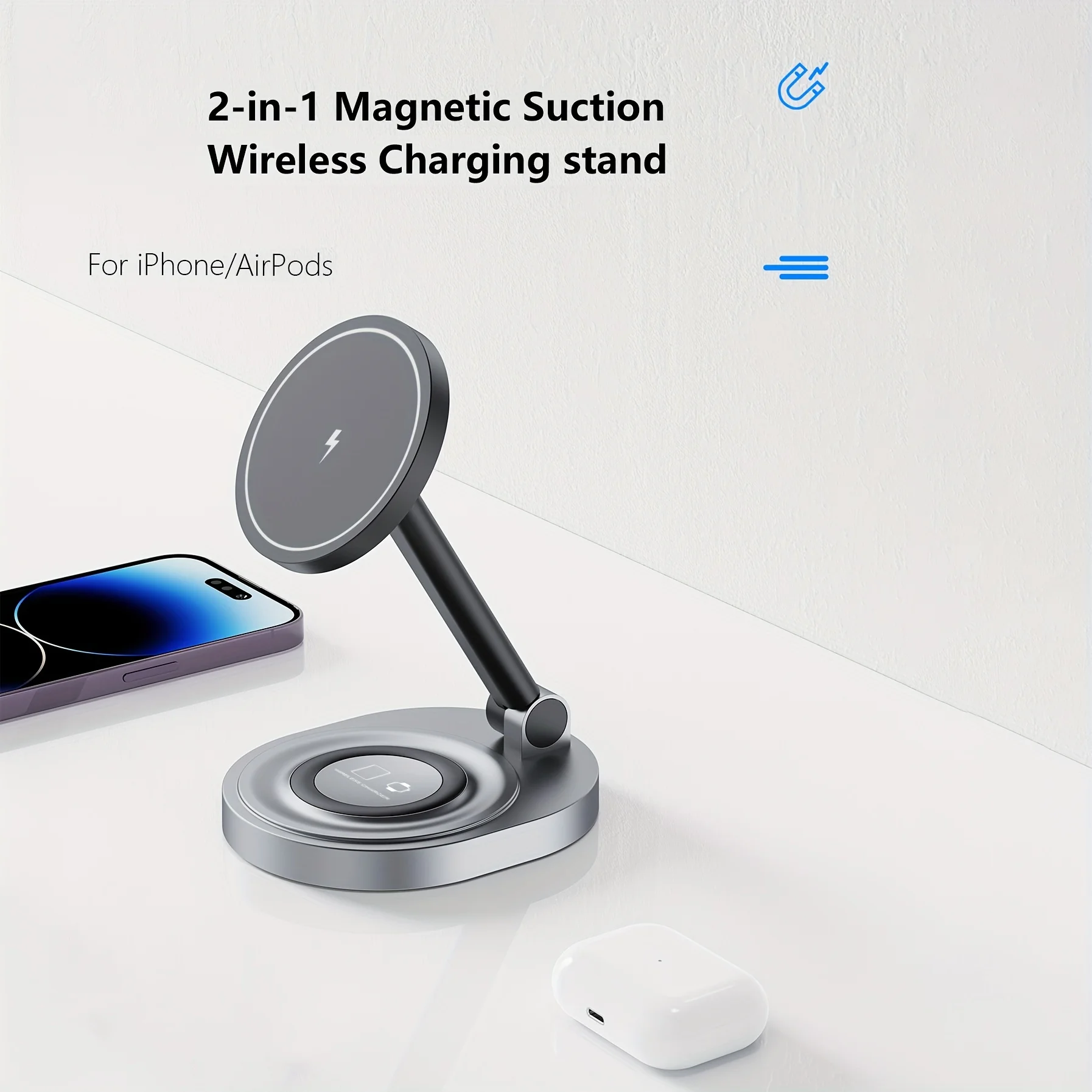 2 في 1 شاحن لاسلكي مغناطيسي حا - مراجعة Desk Charging Station وسعره
