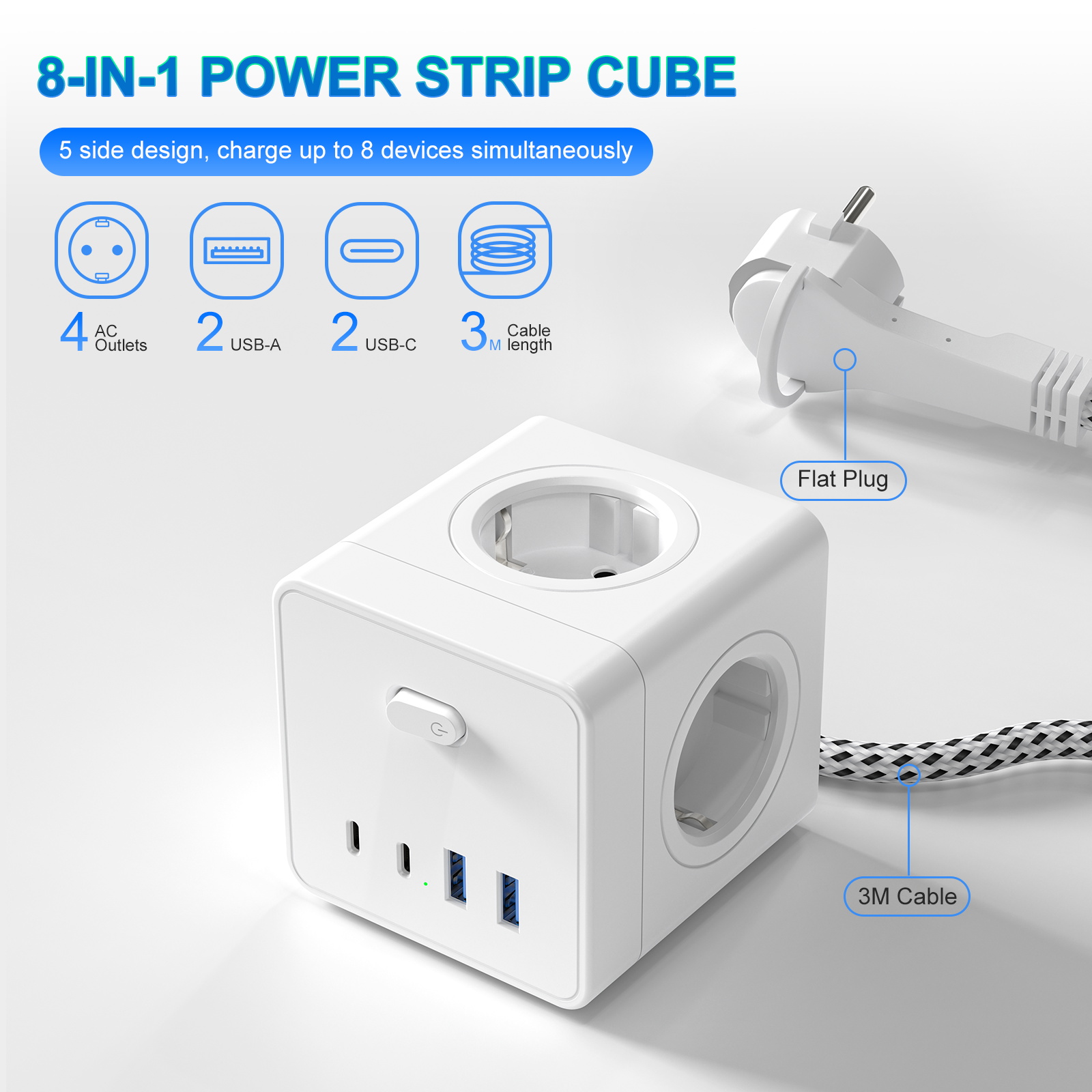 شريط طاقة HITRENDS 8 في 1، مع  - مراجعة Power Strip Desk وسعره