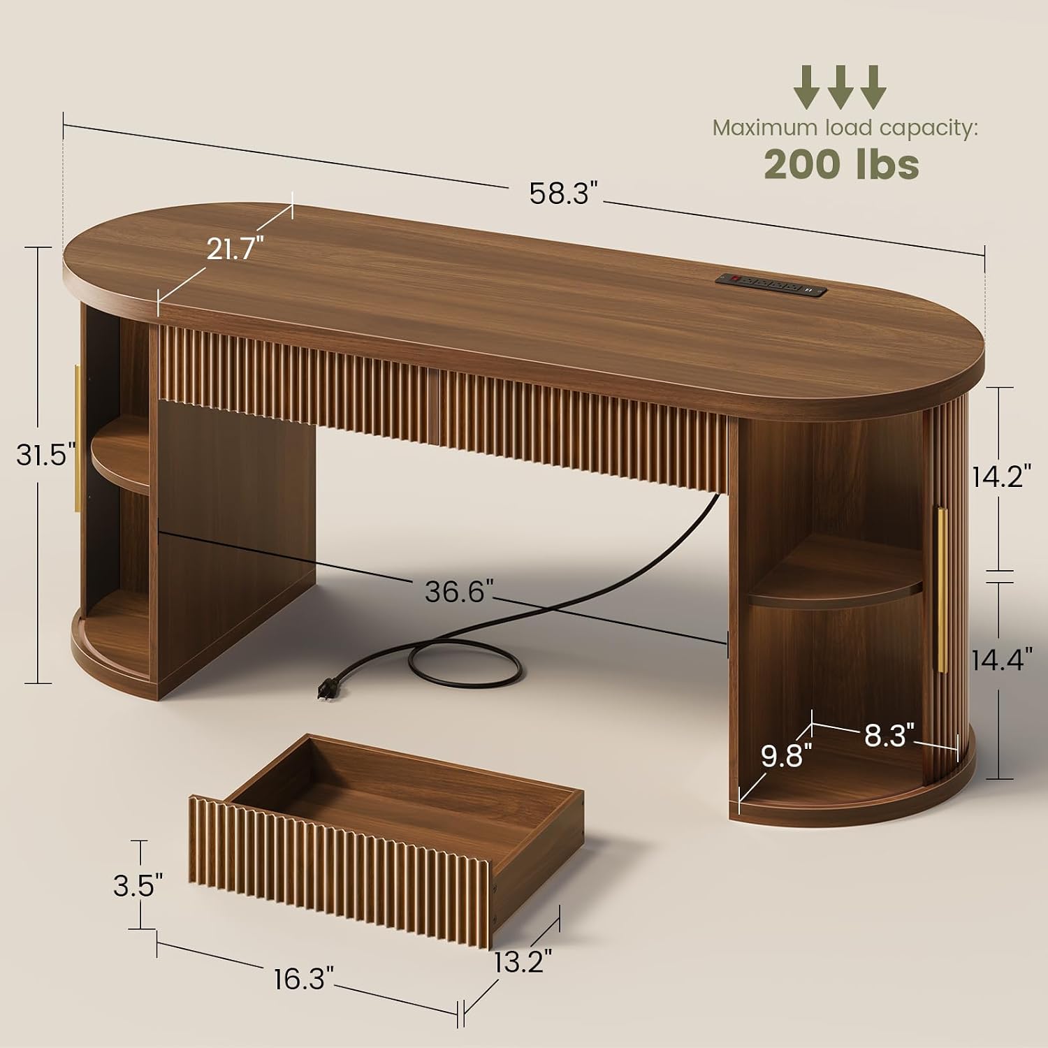 مكتب مكتبي بـ 2 درج، مكتب كمبي - مراجعة Power Strip Desk وسعره