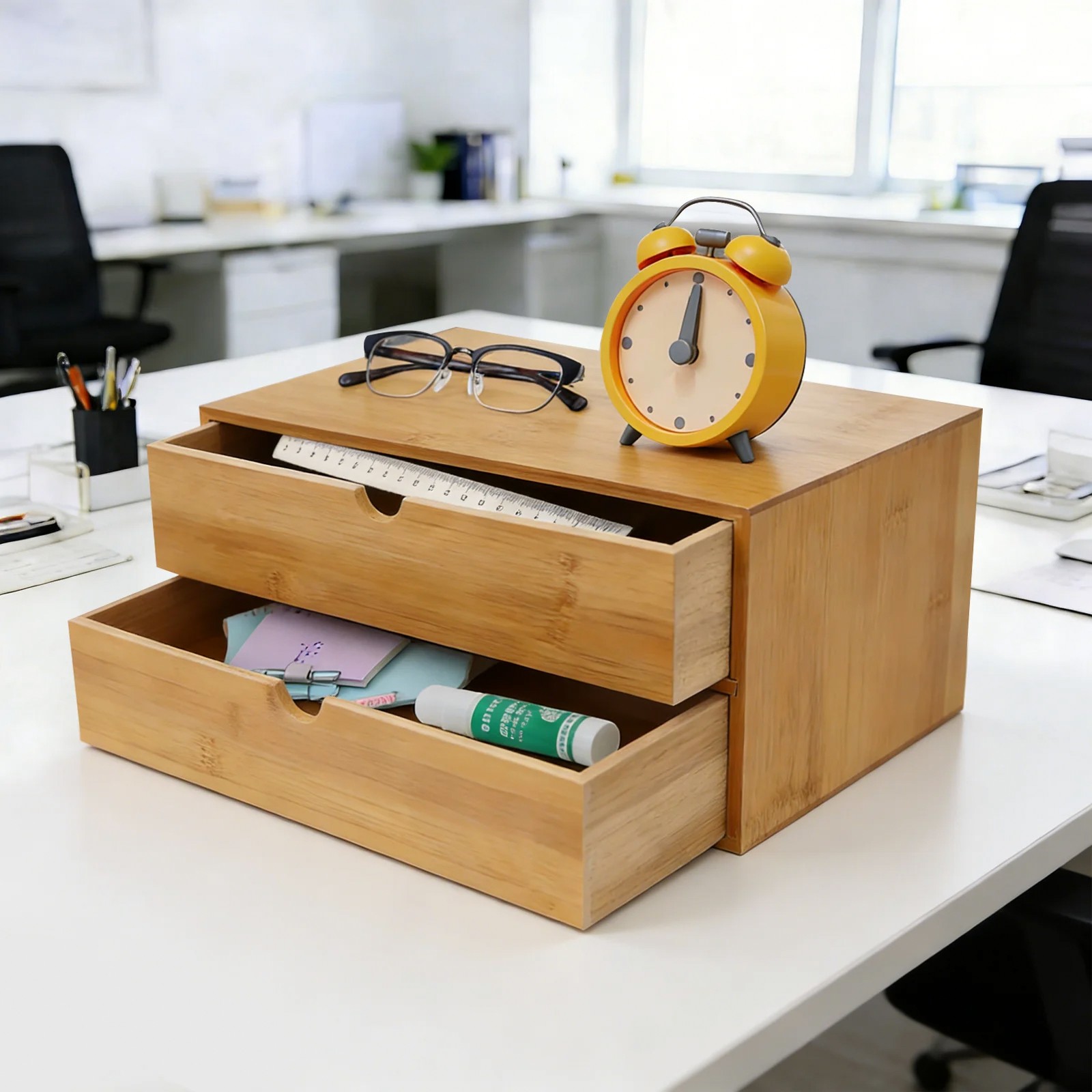 منظم مكتب، صندوق تخزين لوازم ا - مراجعة Desktop Organizer Bamboo وسعره