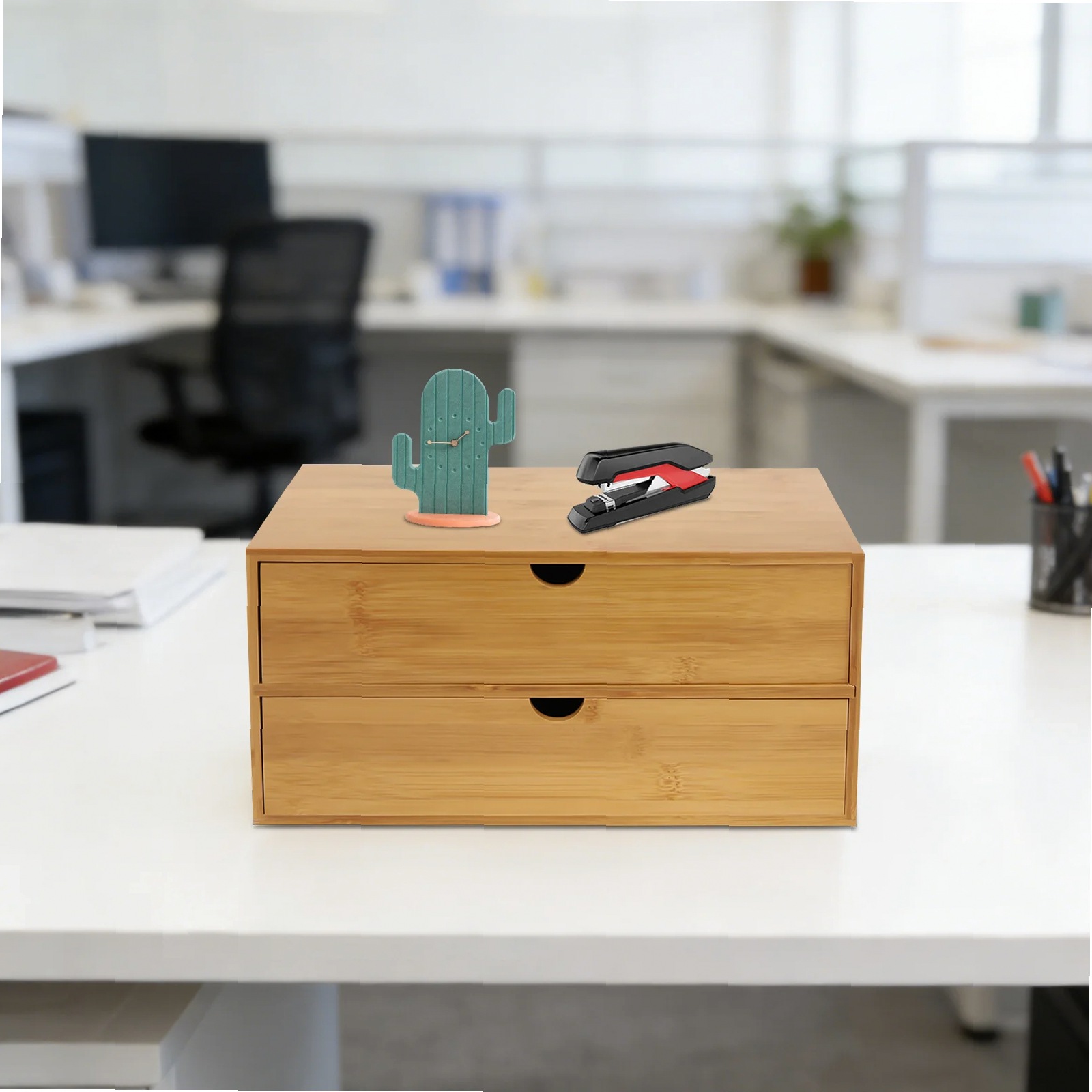 منظم مكتب، صندوق تخزين لوازم ا - مراجعة Desktop Organizer Bamboo وسعره